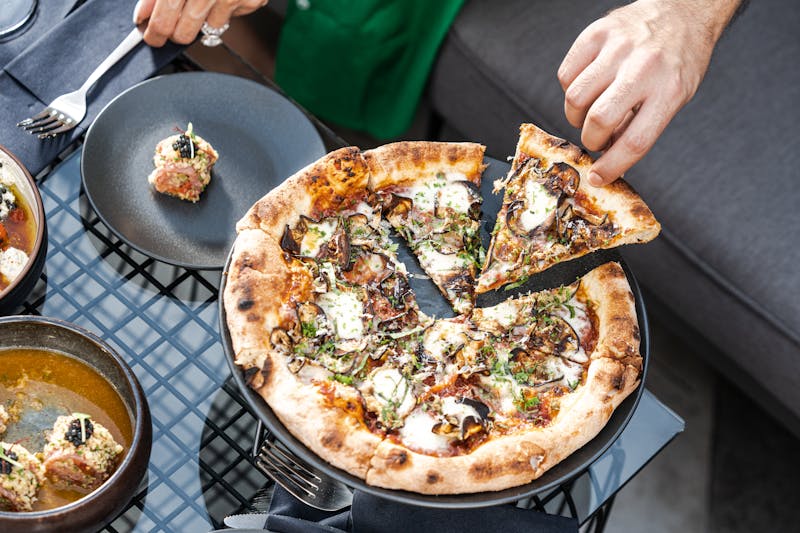 Wood fired oven at Green lantern pizza